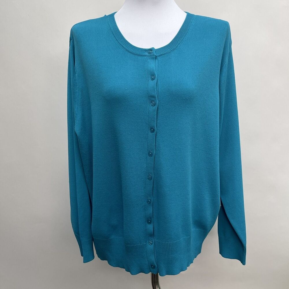 Joseph A.‎ Women's Cardigan Knit Sweater Size 1X Blue Long Sleeve NWT